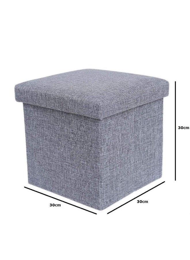 LAZER Folding Organizer Storage Bench Stool, Grey - Image 3